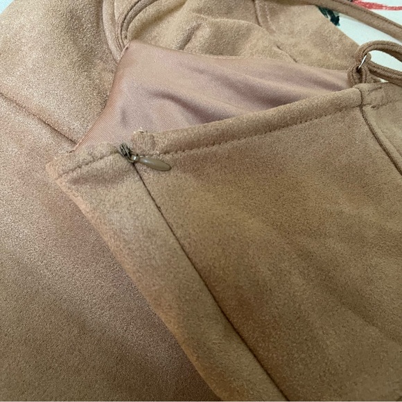 Papaya NEW Brown Faux Suede Underwire Bra Shapewear Dress Size Large - Picture 6 of 10